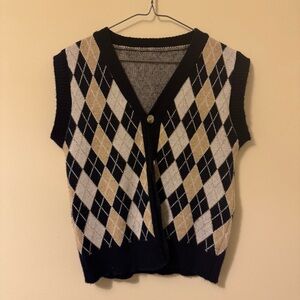 Navy Argyle V-Neck Sweater Vest